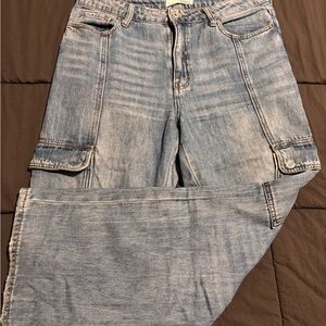 Light Blue Denim Cargo Jeans